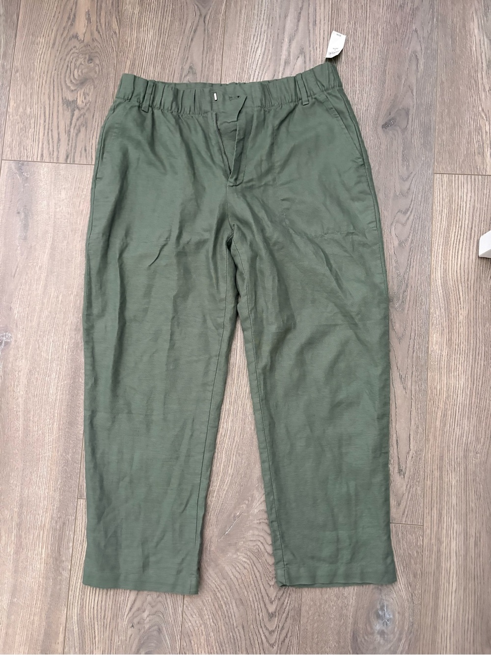 Women’s Olive Green Relaxed Linen-Blend Pants
